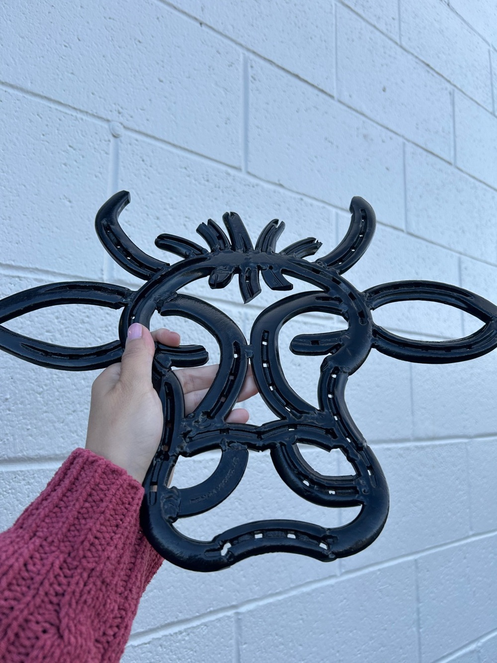 Unique Black Cow Head Wall Decor - Rustic Home Accent wall art sculpture